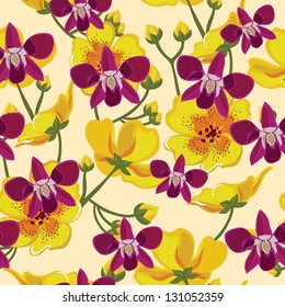 Floral seamless pattern with beautiful flowers, hand-drawing. Vector illustration.