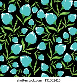 Floral seamless pattern with beautiful flowers, hand-drawing. Vector illustration.