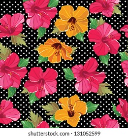 Floral seamless pattern with beautiful flowers, hand-drawing. Vector illustration.