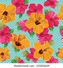 Floral seamless pattern with beautiful flowers, hand-drawing. Vector illustration.