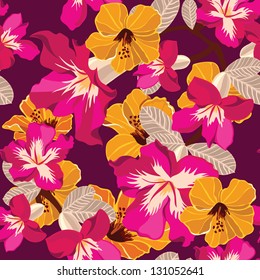 Floral seamless pattern and beautiful flowers  hand  drawing  Vector illustration 