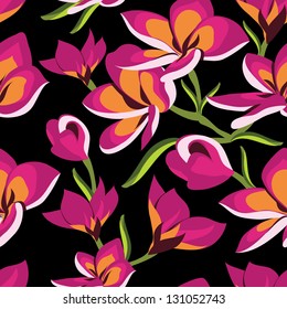 Floral seamless pattern with beautiful flowers, hand-drawing. Vector illustration.