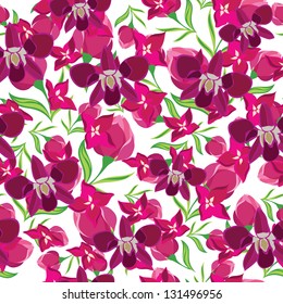 Floral seamless pattern with beautiful flowers, hand-drawing. Vector illustration.