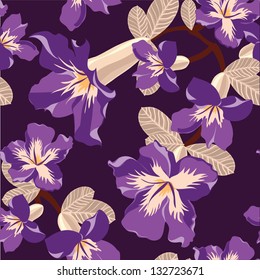 Floral seamless pattern with beautiful flowers, hand-drawing. Vector illustration.