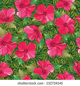 Floral seamless pattern with beautiful flowers, hand-drawing. Vector illustration.