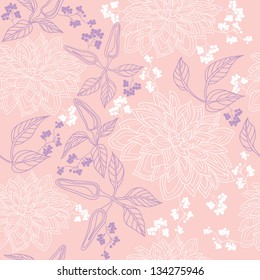 Floral seamless pattern with beautiful flowers, hand-drawing. Vector illustration.