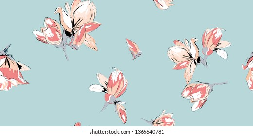 Floral seamless pattern with beautiful flowers. flowers Pattern for summer fashion prints. 