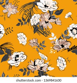 Floral seamless pattern with beautiful flowers. flowers Pattern for summer fashion prints. 
