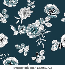 Floral seamless pattern with beautiful flowers.