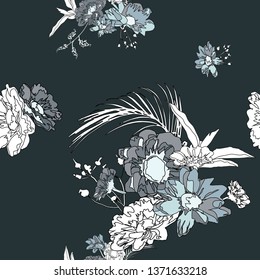 Floral seamless pattern with beautiful flowers.