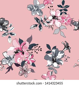 Floral seamless pattern with beautiful flowers. flowers Pattern for summer fashion prints. - Vector 