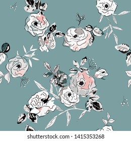 Floral seamless pattern with beautiful flowers. flowers Pattern for summer fashion prints. - Vector 