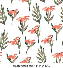 Floral seamless pattern with beautiful flowers branches bloom. Excellent print for your design and decor. vector editable