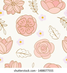 Floral seamless pattern with beautiful flowers. for  fashion prints. Vector