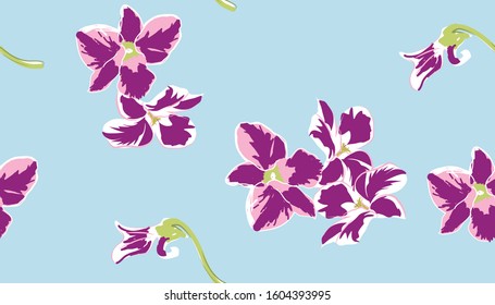 Floral seamless pattern with beautiful flowers. Design for summer fashion prints.