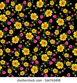 Floral seamless pattern with beautiful flowers, hand-drawing. Vector illustration.