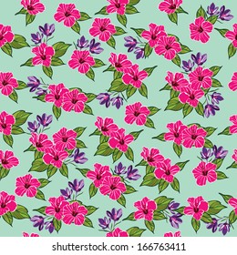 Floral seamless pattern with beautiful flowers, hand-drawing. Vector illustration.