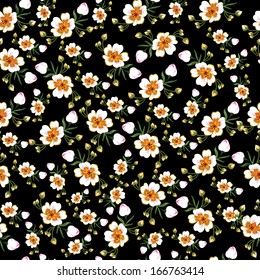 Floral seamless pattern with beautiful flowers, hand-drawing. Vector illustration.