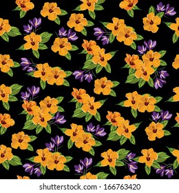 Floral seamless pattern with beautiful flowers, hand-drawing. Vector illustration.