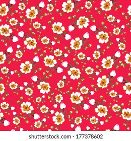 Floral seamless pattern with beautiful flowers, hand-drawing. Vector illustration.