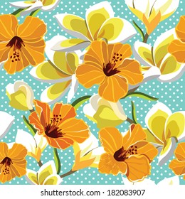 Floral seamless pattern with beautiful flowers. Vector illustration.