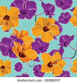 Floral seamless pattern with beautiful flowers. Vector illustration.