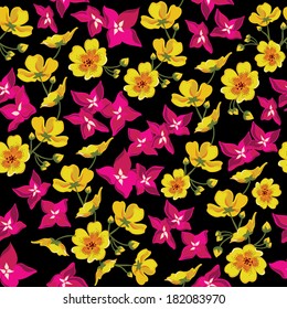 Floral seamless pattern with beautiful flowers. Vector illustration.