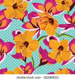 Floral seamless pattern with beautiful flowers. Vector illustration.