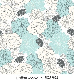 Floral seamless pattern with beautiful flowers.