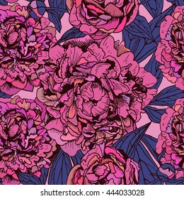 floral seamless pattern with beautiful peonies