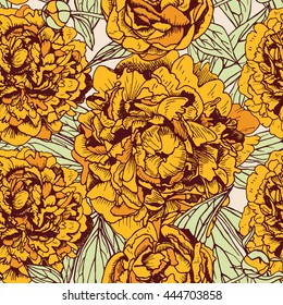 floral seamless pattern with beautiful peonies