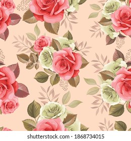 Floral seamless pattern with beautiful roses