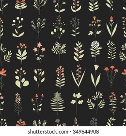 Floral seamless pattern. Beautiful vector hand drawn texture. Background for web pages, wedding invitations, save the date cards. 