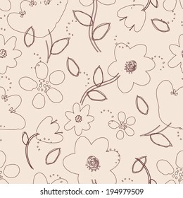 Floral seamless pattern. Beauty texture, with sketch style flowers. Can be used for wallpaper, pattern fills, web page background, surface textures. Easy to edit. Vector illustration - EPS10. 
