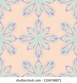 Floral seamless pattern. Beige background with violet and blue flower elements for wallpapers, textile and fabrics