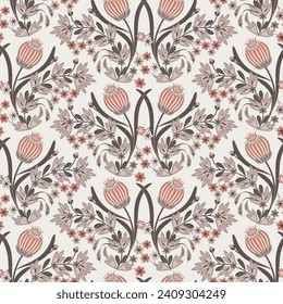Floral seamless pattern , beige and brown color