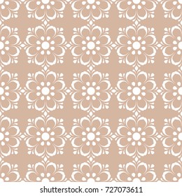 Floral seamless pattern. Beige brown abstract background for wallpapers and fabrics. Vector illustration