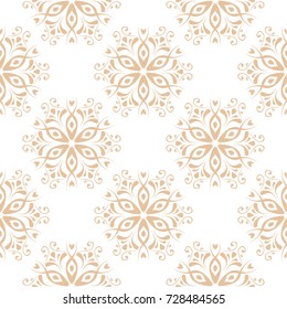 Floral seamless pattern. Beige brown abstract background for wallpapers and fabrics. Vector illustration
