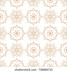 Floral seamless pattern. Beige brown abstract background for wallpapers and fabrics. Vector illustration
