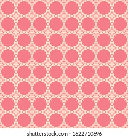 Floral seamless pattern. Beige design on pink background. Vector illustration