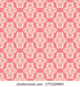 Patrón floral sin fisuras. Diseño beige de fondo rosa. Ilustración del vector