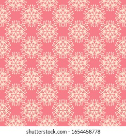 Nahtloses Muster ohne Blumen. Beige Blumen-Design auf rosafarbenem Hintergrund. Vektorillustration