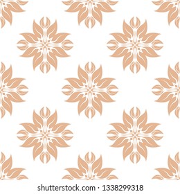 Floral seamless pattern. Beige flowers on white background