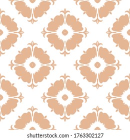 Floral seamless pattern. Beige flowers on white background. Vector illustration