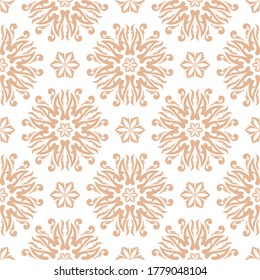 Patrón floral sin fisuras. Flores beiges de fondo blanco. Ilustración del vector