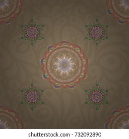 Floral seamless pattern. Beige and green ornament. Wallpaper baroque, damask. Seamless background.