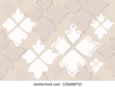 Floral seamless pattern beige leaves background. Abstract vector wallpaper