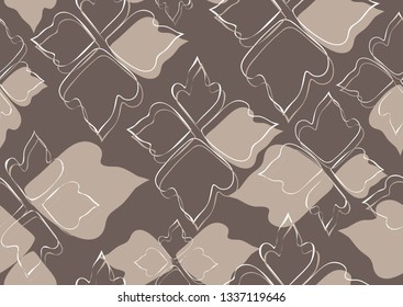 Floral seamless pattern beige leaves background. Abstract vector wallpaper