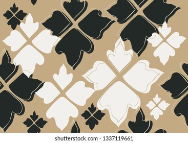 Floral seamless pattern beige leaves background. Abstract vector wallpaper