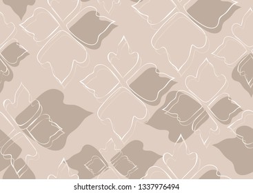 Floral seamless pattern beige leaves background. Abstract vector wallpaper